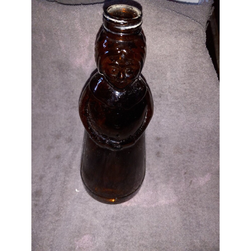 vintage amber glass Mrs. Butterworth's syrup bottle